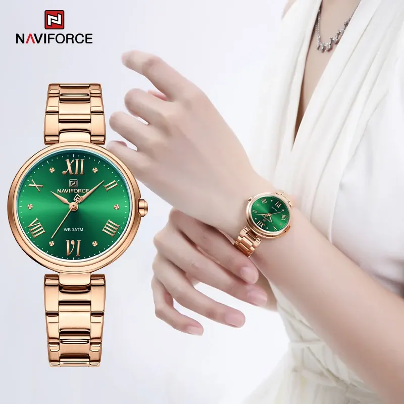 Naviforce NF5030 Classic Green Dial Ladies Watch